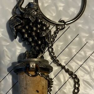 Grape Vine Wine Cork Keychain